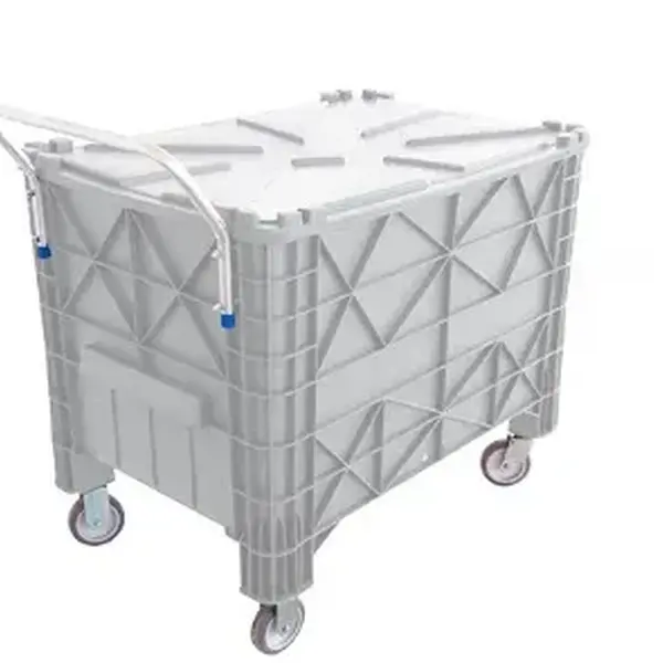 Carrinho Coletor  Para Condominio 372 Litros Completa  Branca Com Puxador Frontal