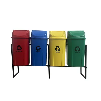 Conjunto coleta seletiva 60L com 4 lixeiras