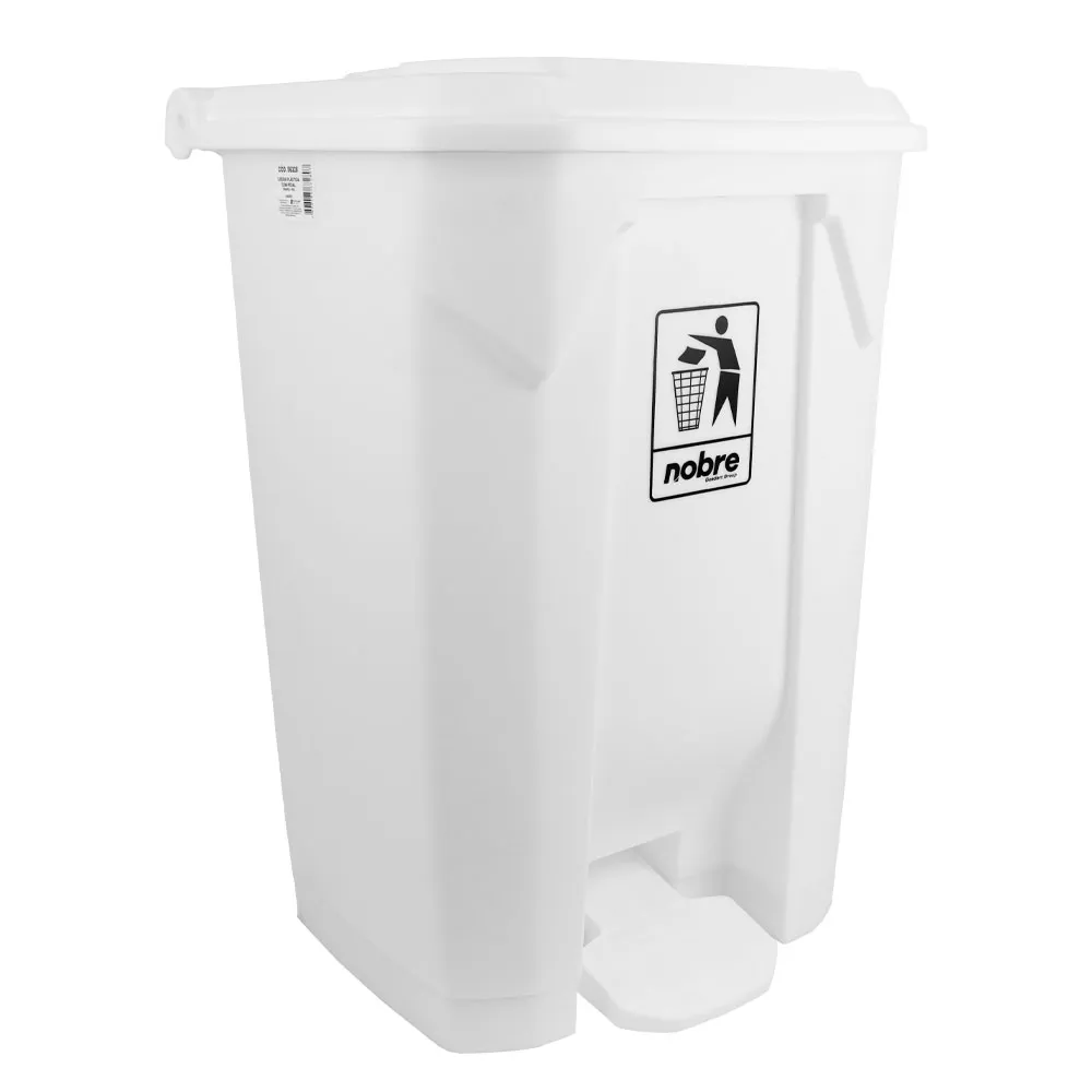 Lixeira Plástica Com Pedal  100L - Branca