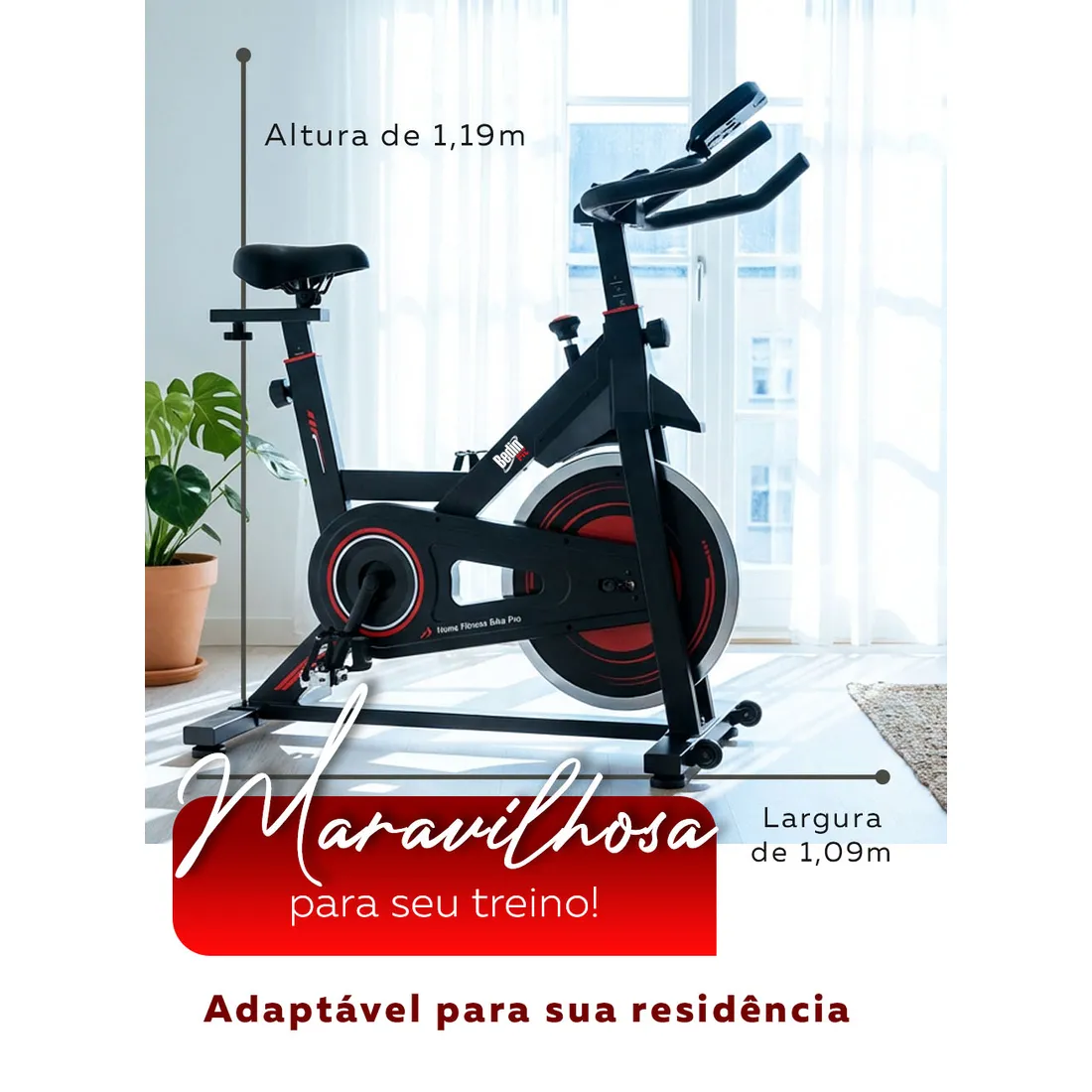 Bike Spinning Bedinfit BF5-200 | Silenciosa | Até 120kg | Bedinsat