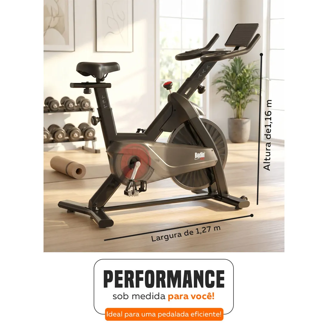 Bike Spinning Bedinfit BF5-201 | Suporta 145kg | Silenciosa e Robusta