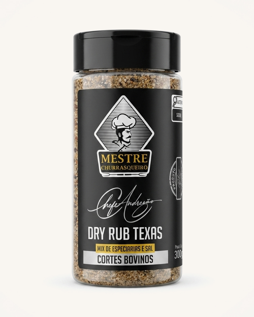 Dry Rub Texas Mestre Churrasqueiro 300g, Tempero Americano para Cortes Bovinos | Chefe Andrezão