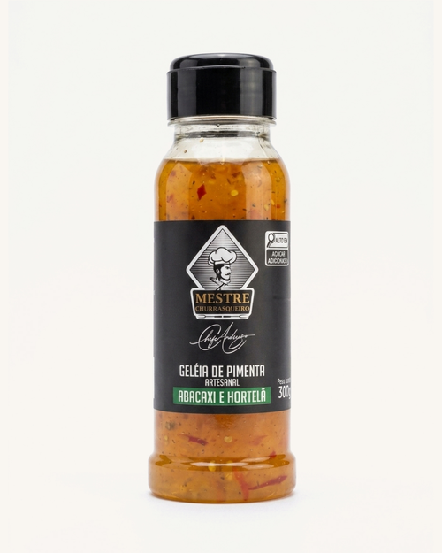 Geleia de Pimenta Artesanal Abacaxi com Hortelã Mestre Churrasqueiro 300g | Chefe Andrezão