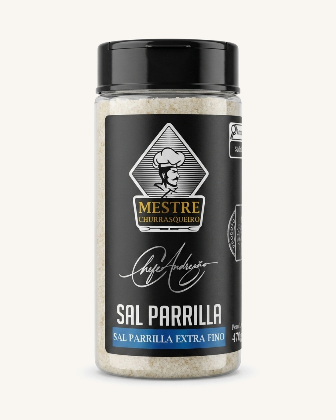 Sal Parrilla Extra Fino Original 470g | Chefe Andrezão