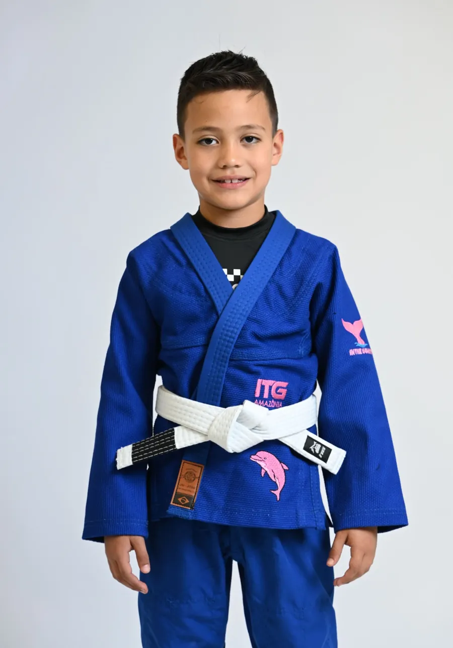 Kimono Infantil ITG Amazônia Boto Rosa Azul