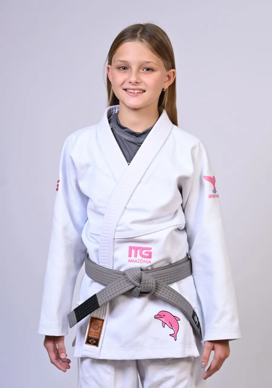 Kimono Infantil ITG Amazônia Boto Rosa Branco