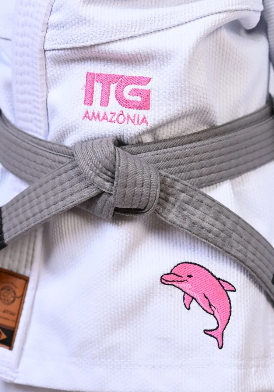 Kimono Infantil ITG Amazônia Boto Rosa Branco