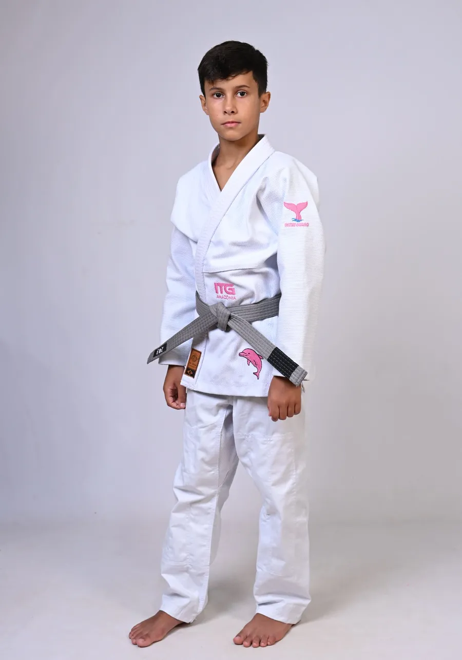 Kimono Infantil ITG Amazônia Boto Rosa Branco