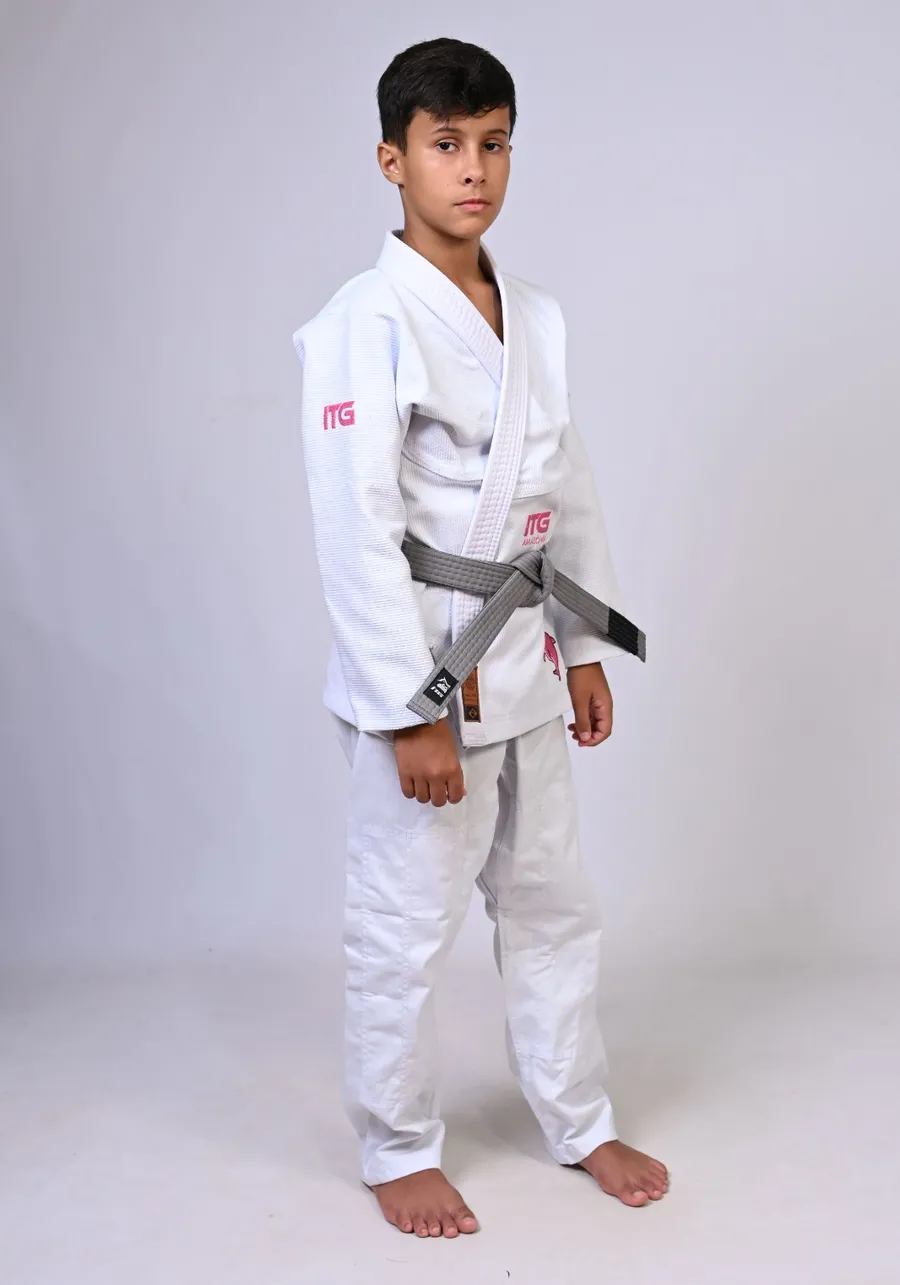 Kimono Infantil ITG Amazônia Boto Rosa Branco