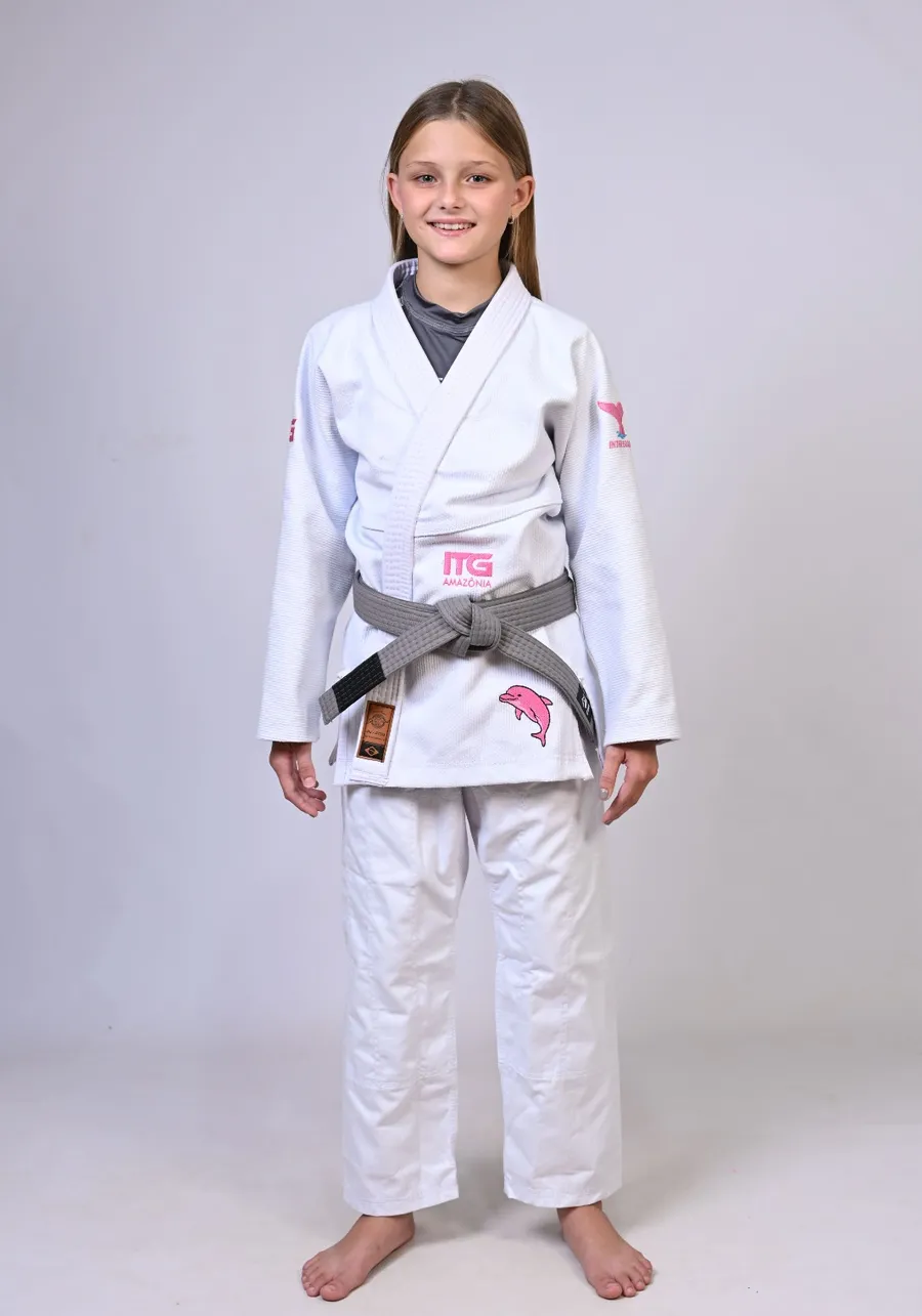 Kimono Infantil ITG Amazônia Boto Rosa Branco