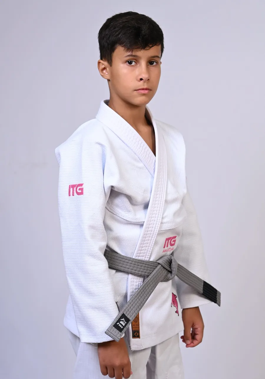 Kimono Infantil ITG Amazônia Boto Rosa Branco