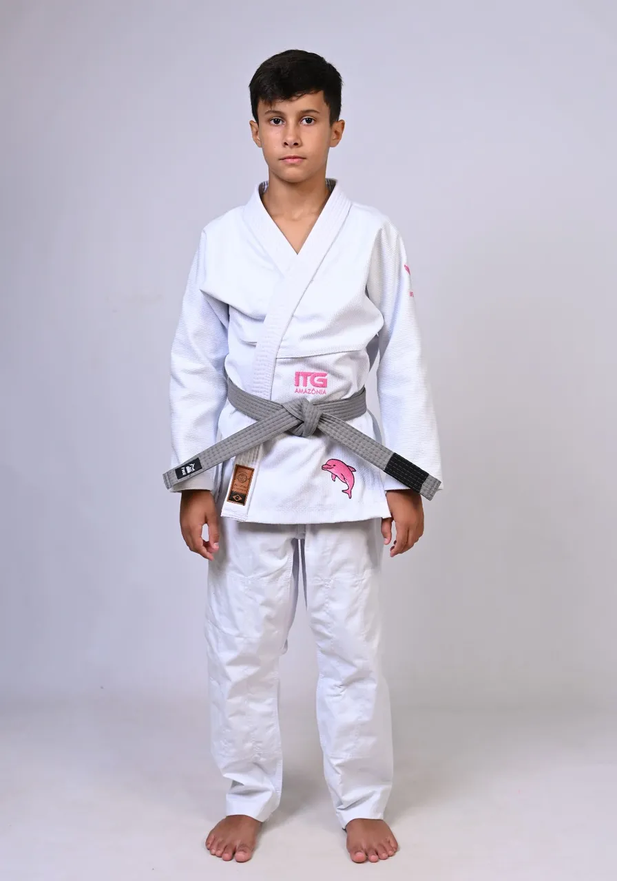 Kimono Infantil ITG Amazônia Boto Rosa Branco