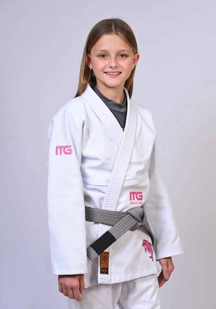 Kimono Infantil ITG Amazônia Boto Rosa Branco