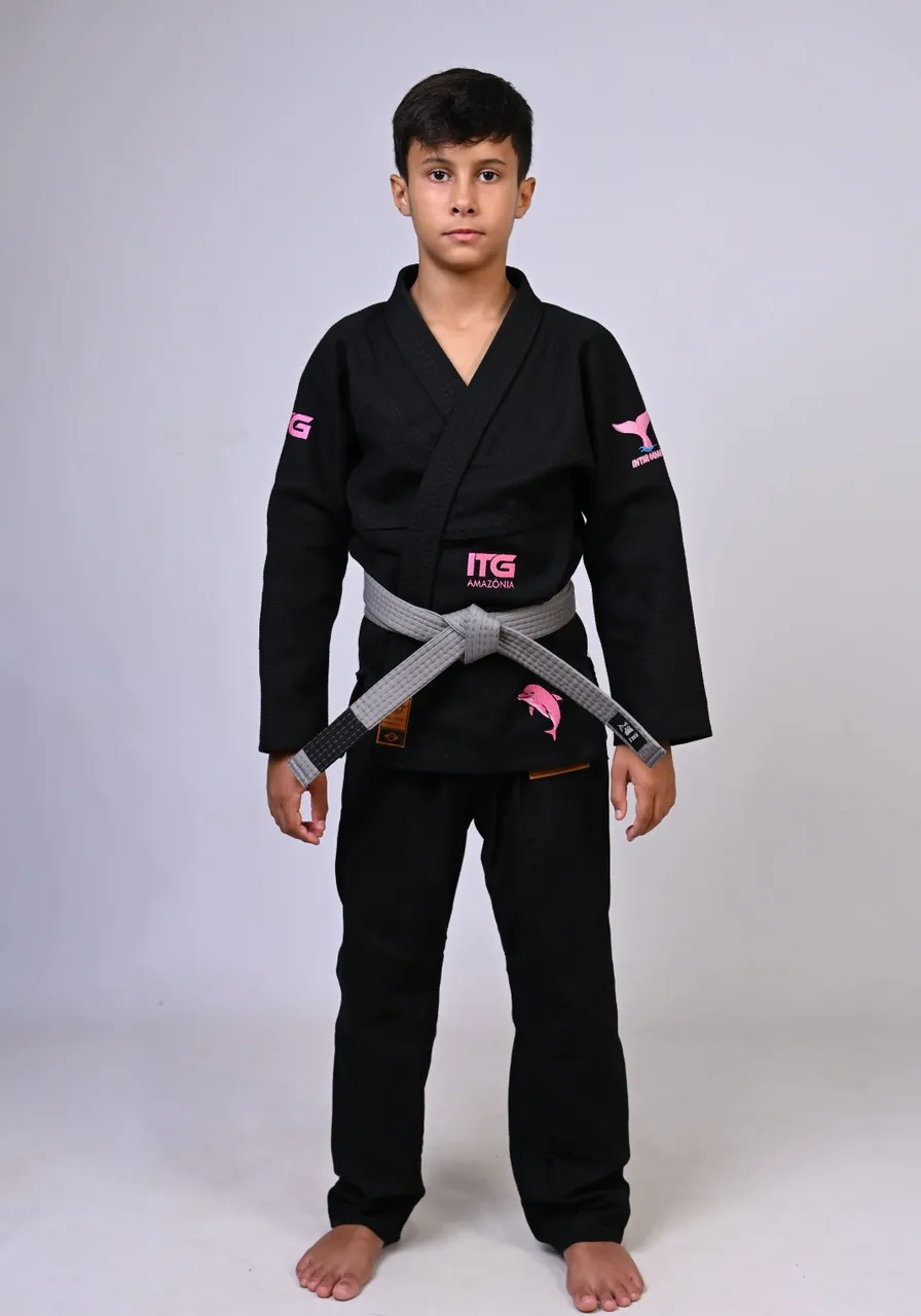 Kimono Infantil ITG Amazônia Boto Rosa Preto
