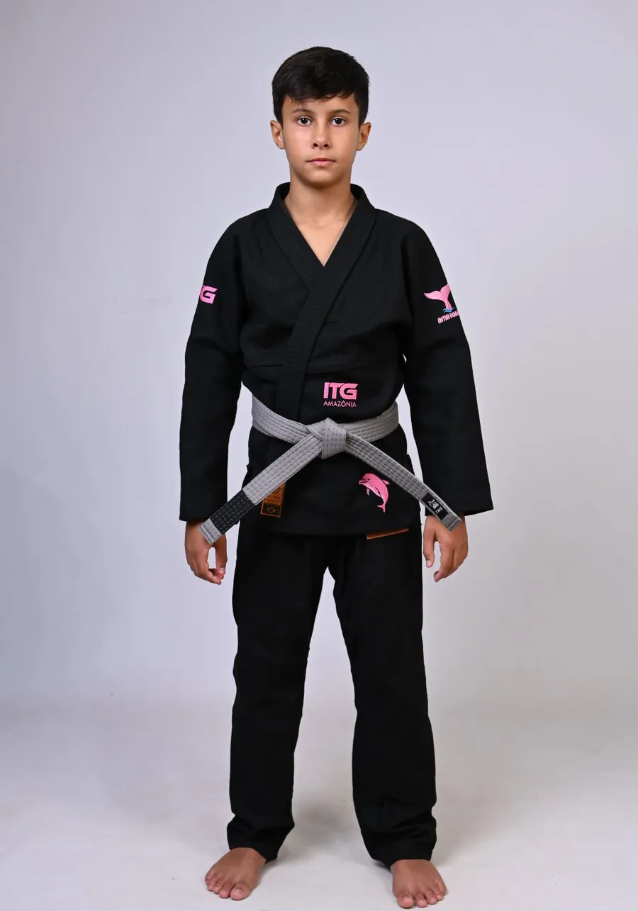 Kimono Infantil ITG Amazônia Boto Rosa Preto