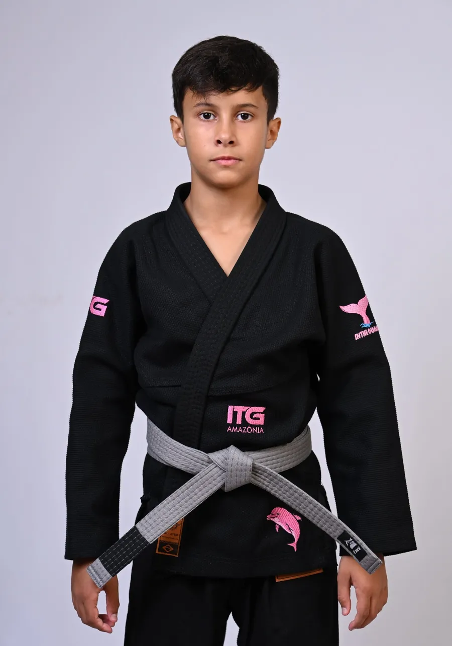 Kimono Infantil ITG Amazônia Boto Rosa Preto