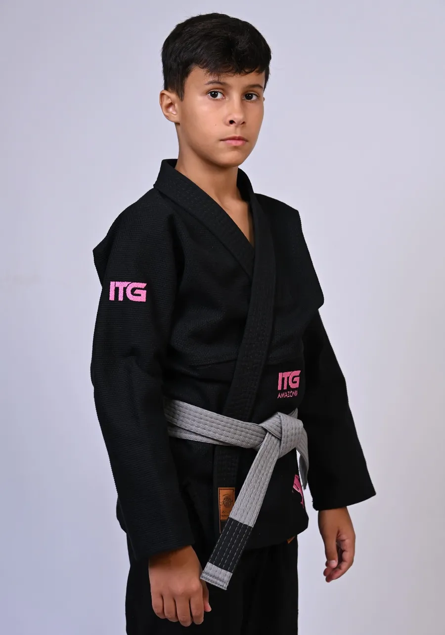 Kimono Infantil ITG Amazônia Boto Rosa Preto