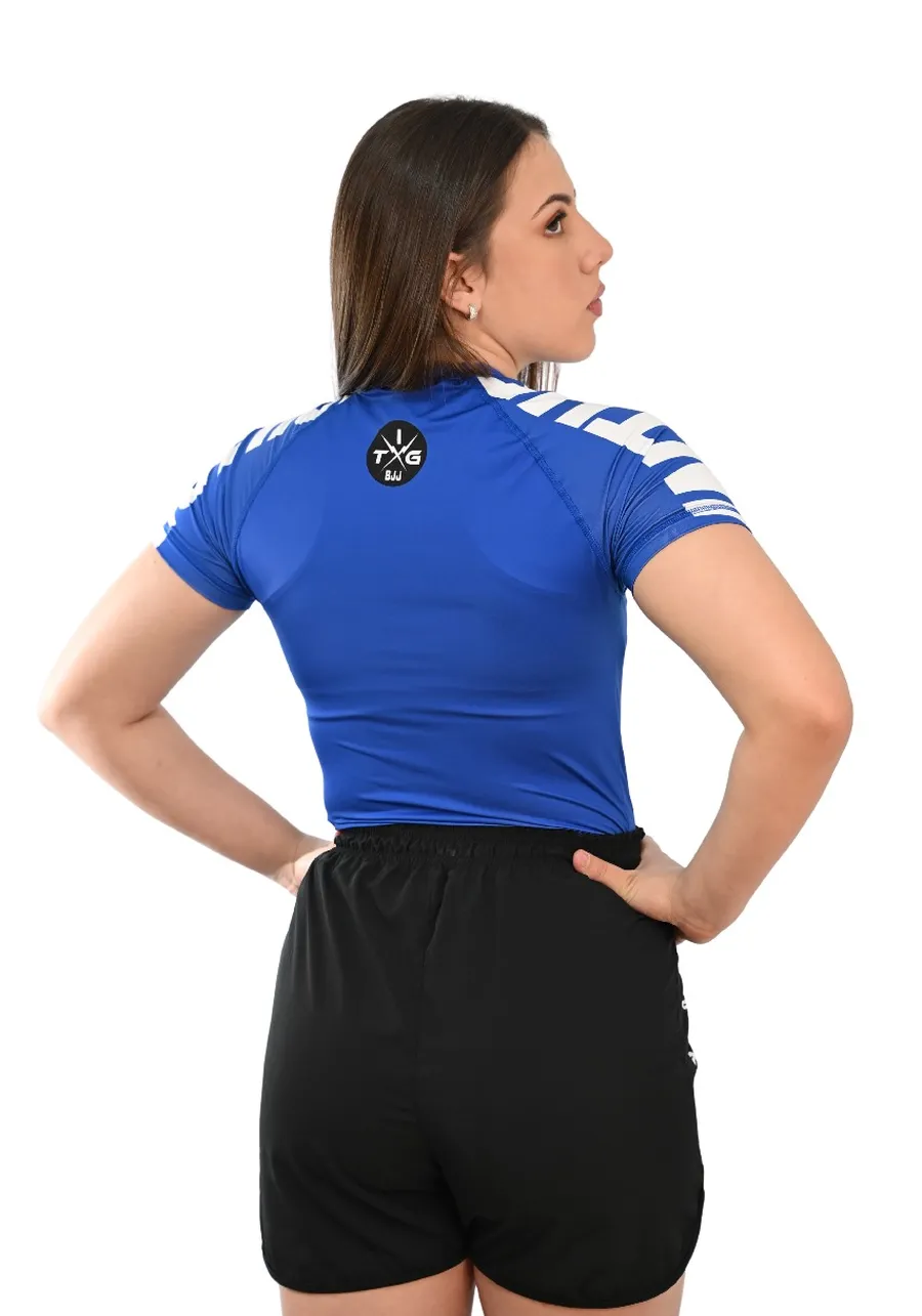 Rash Guard Feminina Cores Faixas Azul