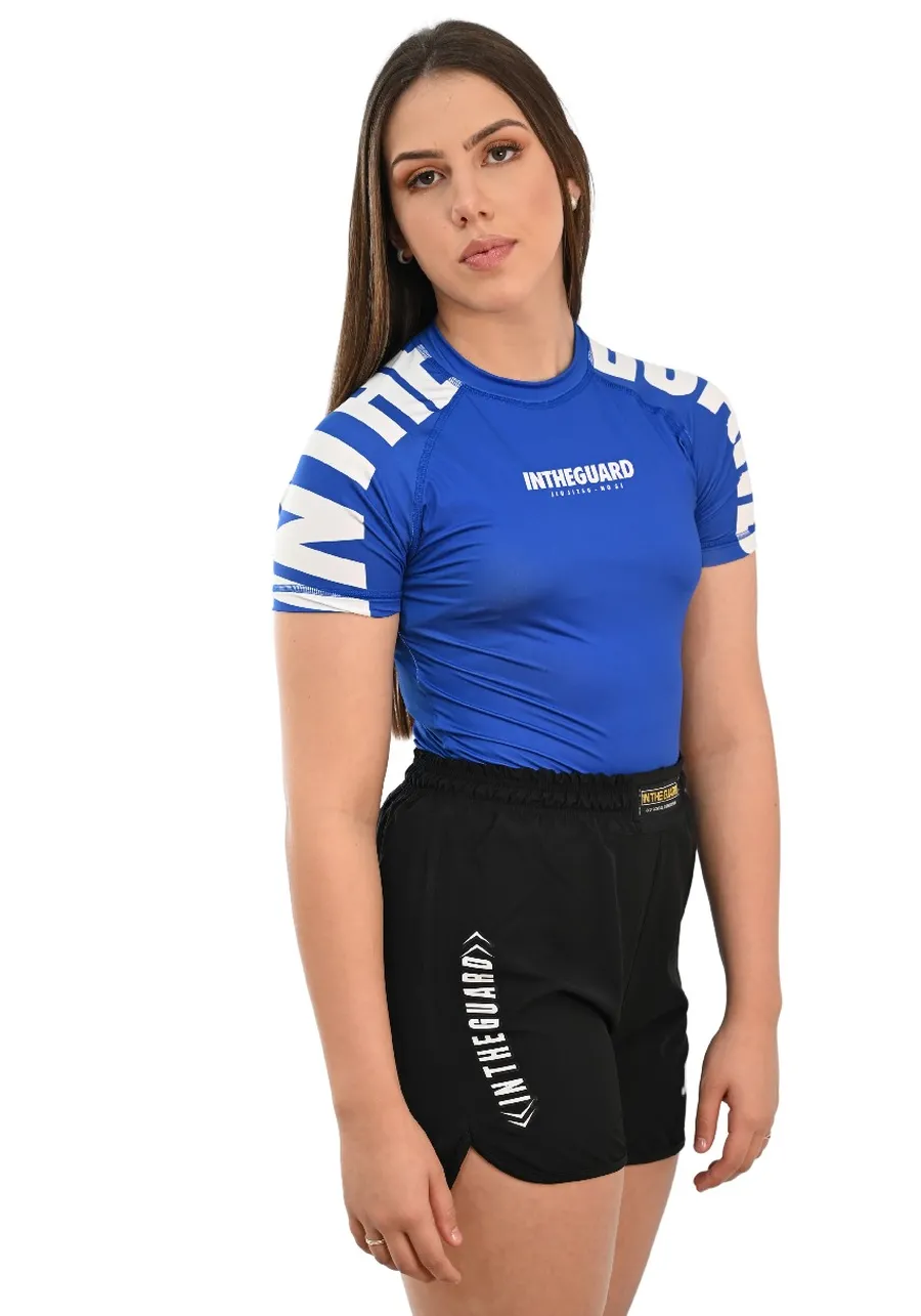 Rash Guard Feminina Cores Faixas Azul