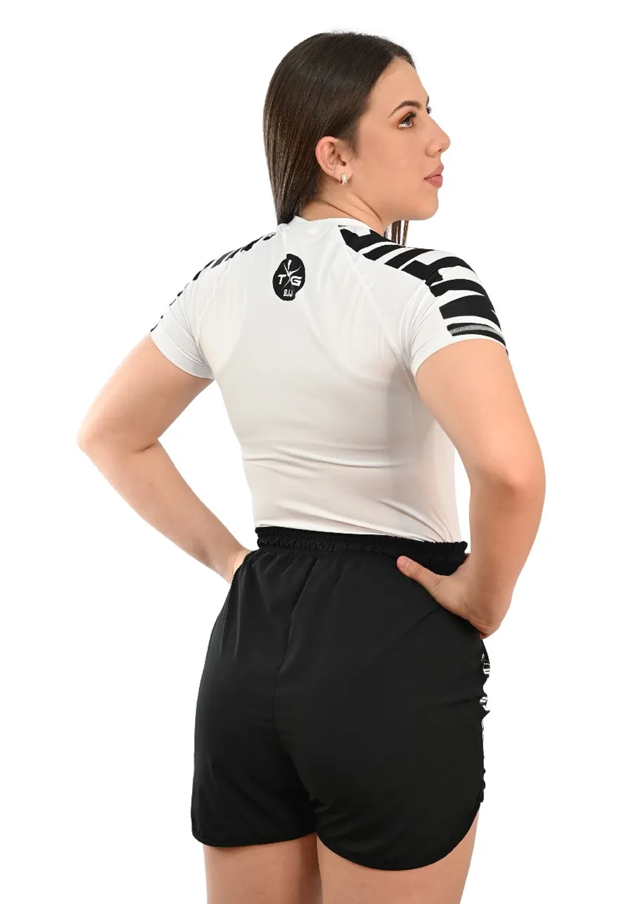 Rash Guard Feminina Cores Faixas Branca