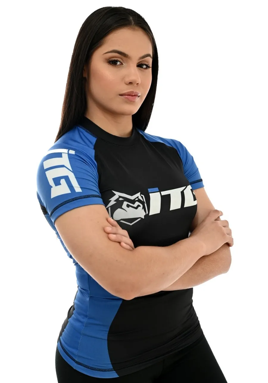 Rash Guard Feminina ITG Manga Curta Azul
