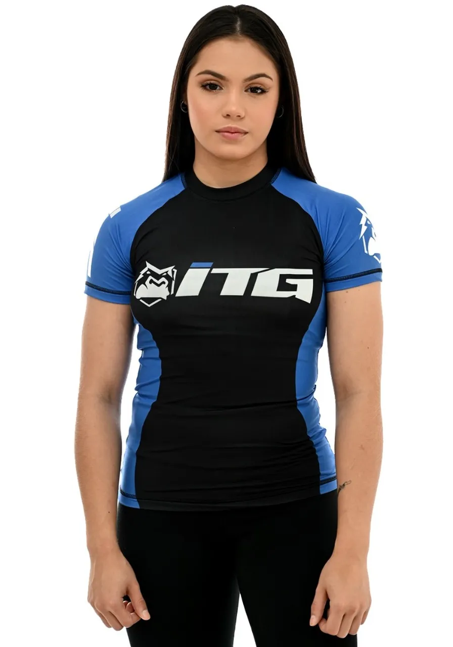 Rash Guard Feminina ITG Manga Curta Azul