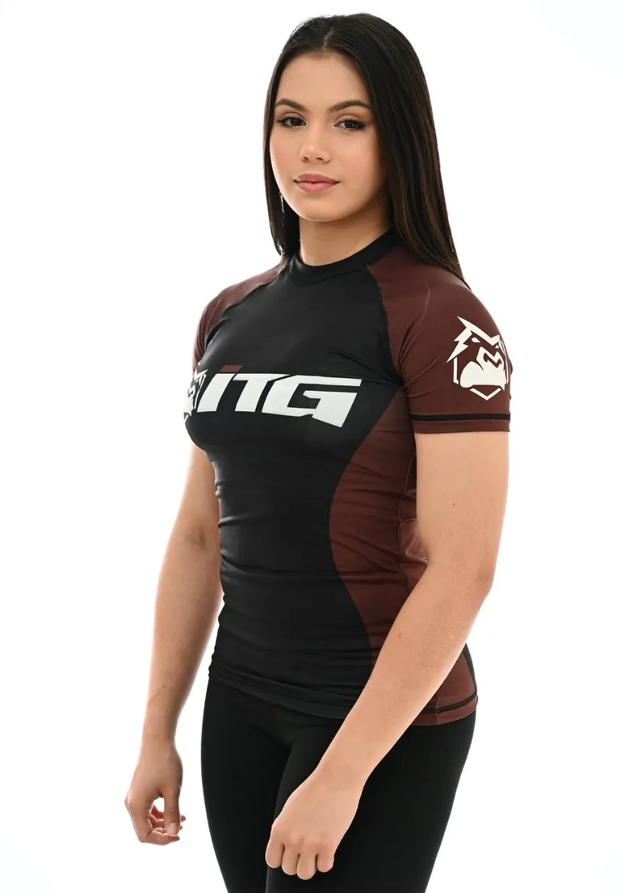 Rash Guard Feminina ITG Manga Curta Marrom