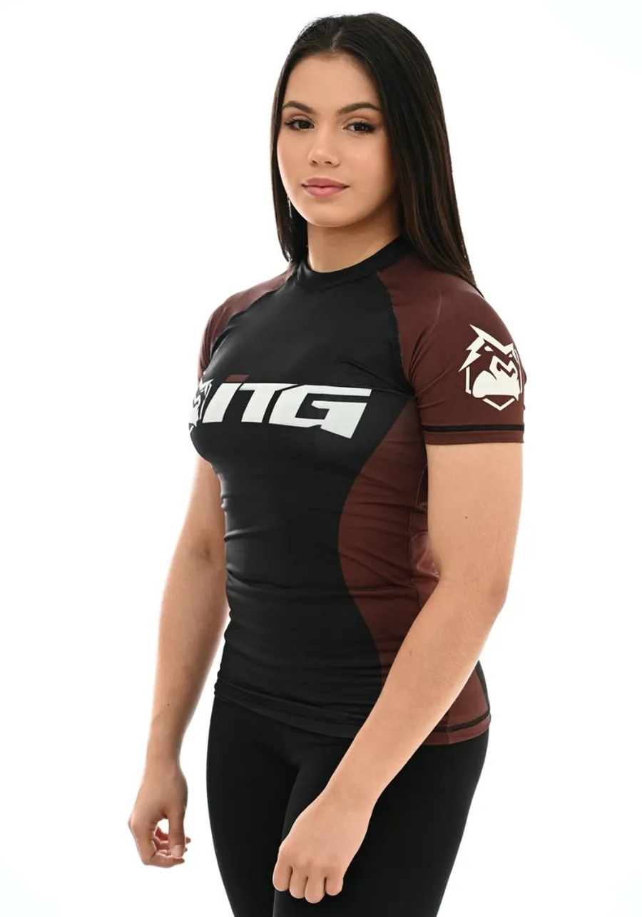 Rash Guard Feminina ITG Manga Curta Marrom