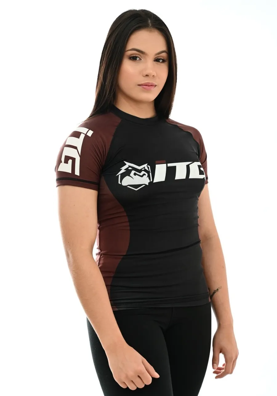 Rash Guard Feminina ITG Manga Curta Marrom