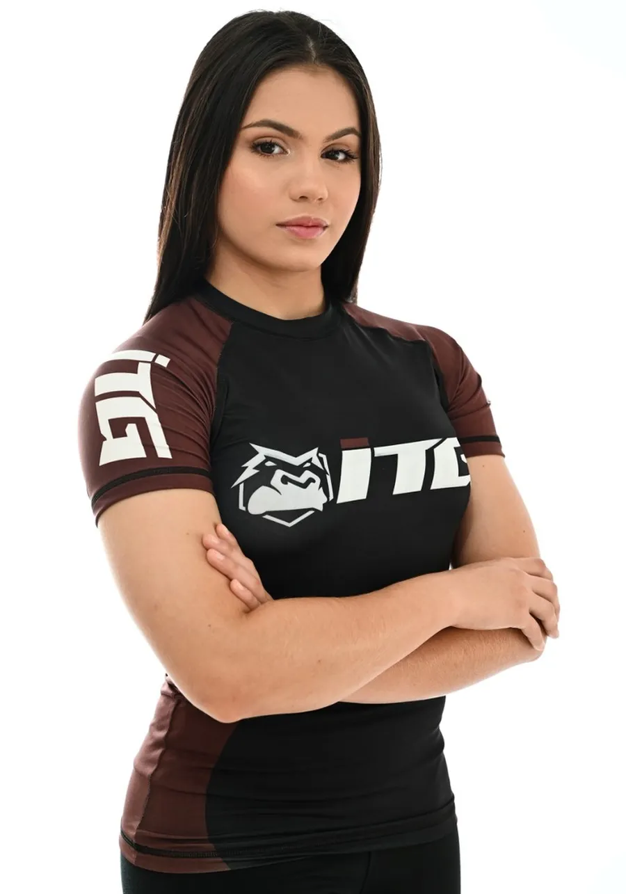 Rash Guard Feminina ITG Manga Curta Marrom