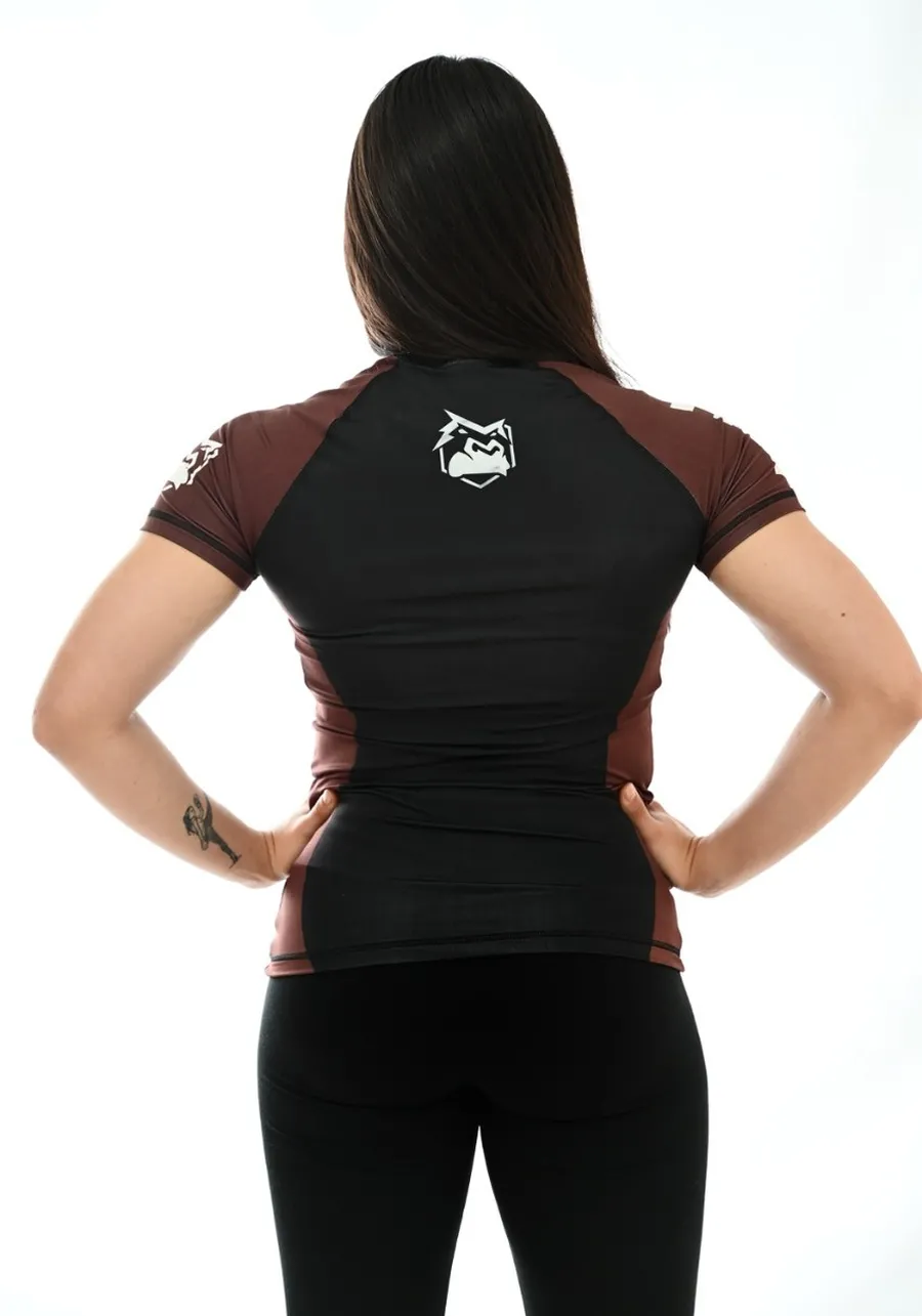 Rash Guard Feminina ITG Manga Curta Marrom