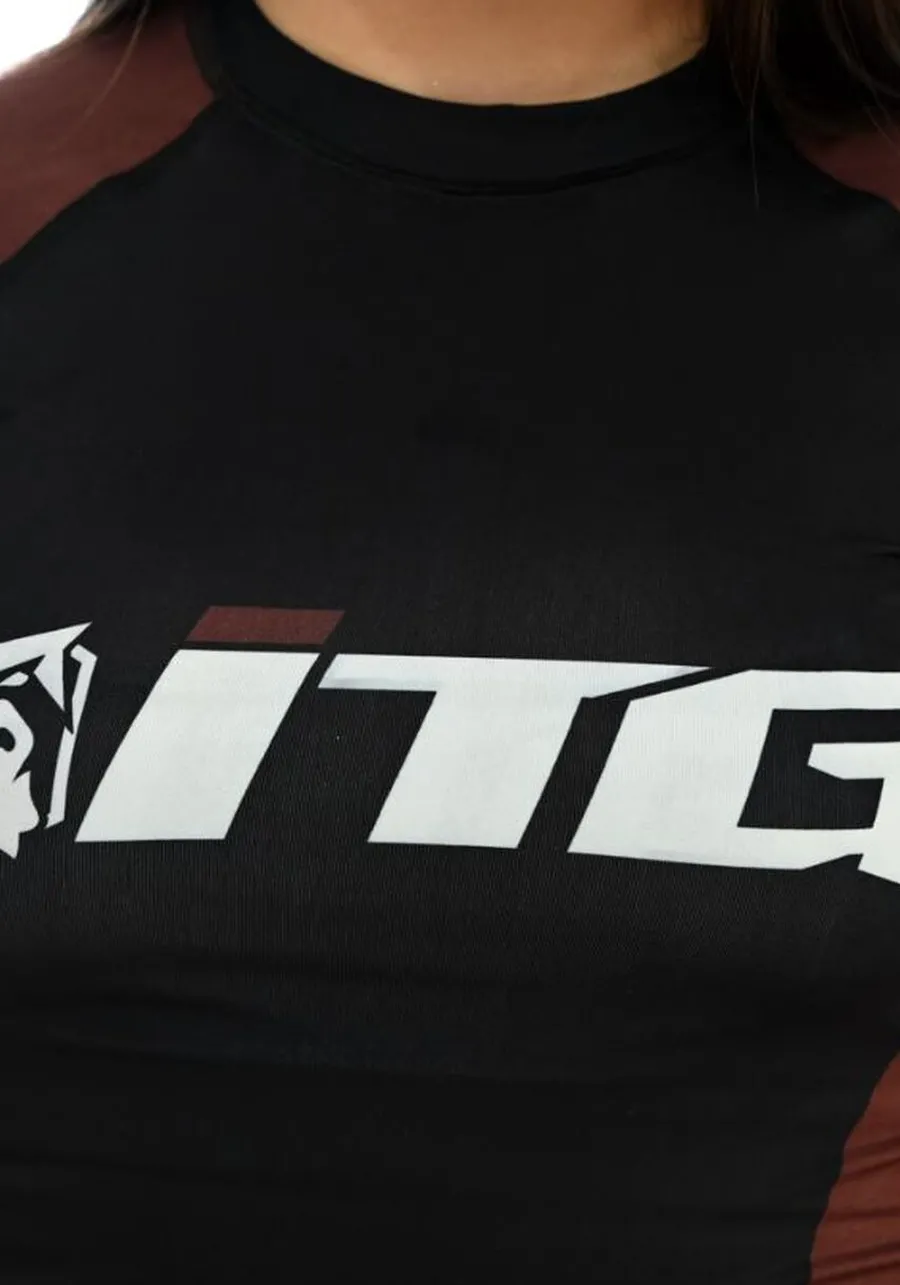 Rash Guard Feminina ITG Manga Curta Marrom