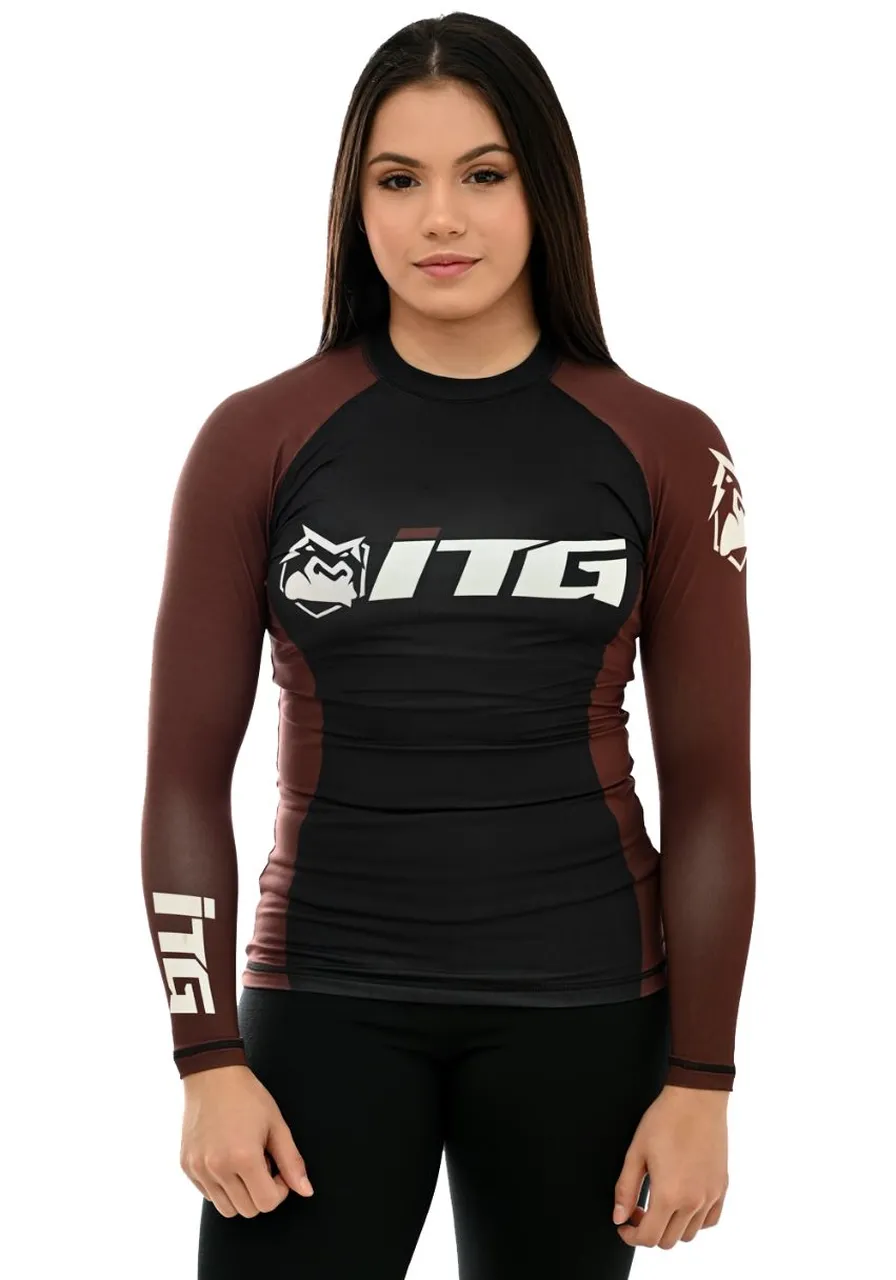 Rash Guards Feminina, ITG Manga Longa Marrom