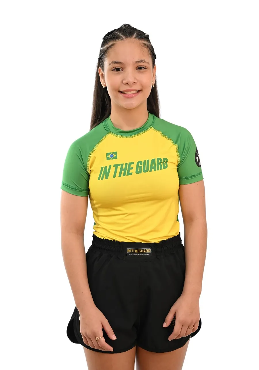 Rash Guard Infantil Brasil Amarela