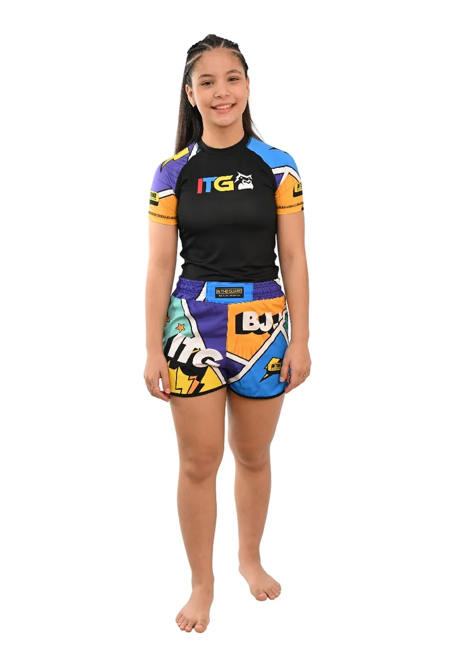 Rash Guard Infantil Colors Preta