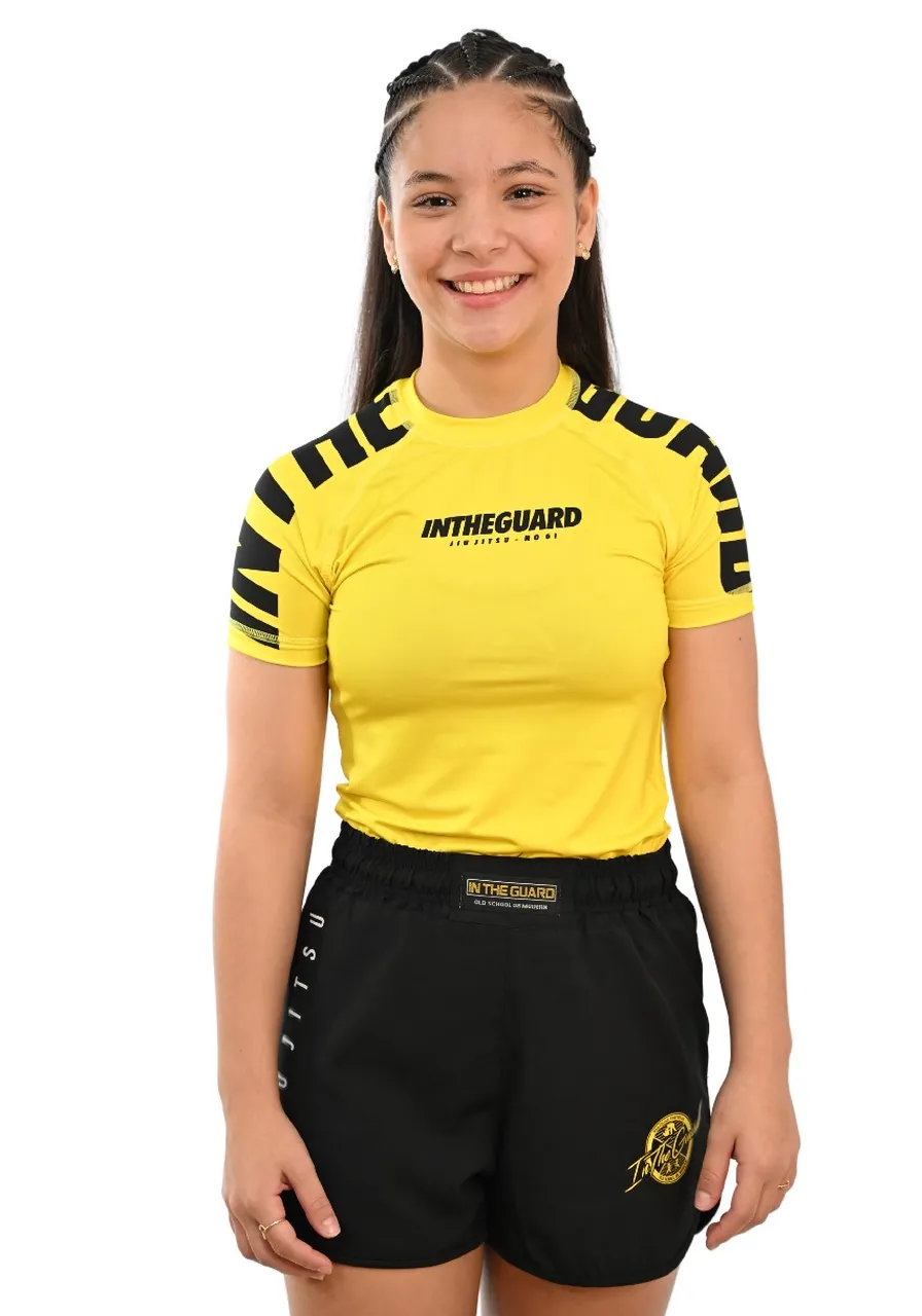 Rash Guard Infantil Cores Faixas Amarelo