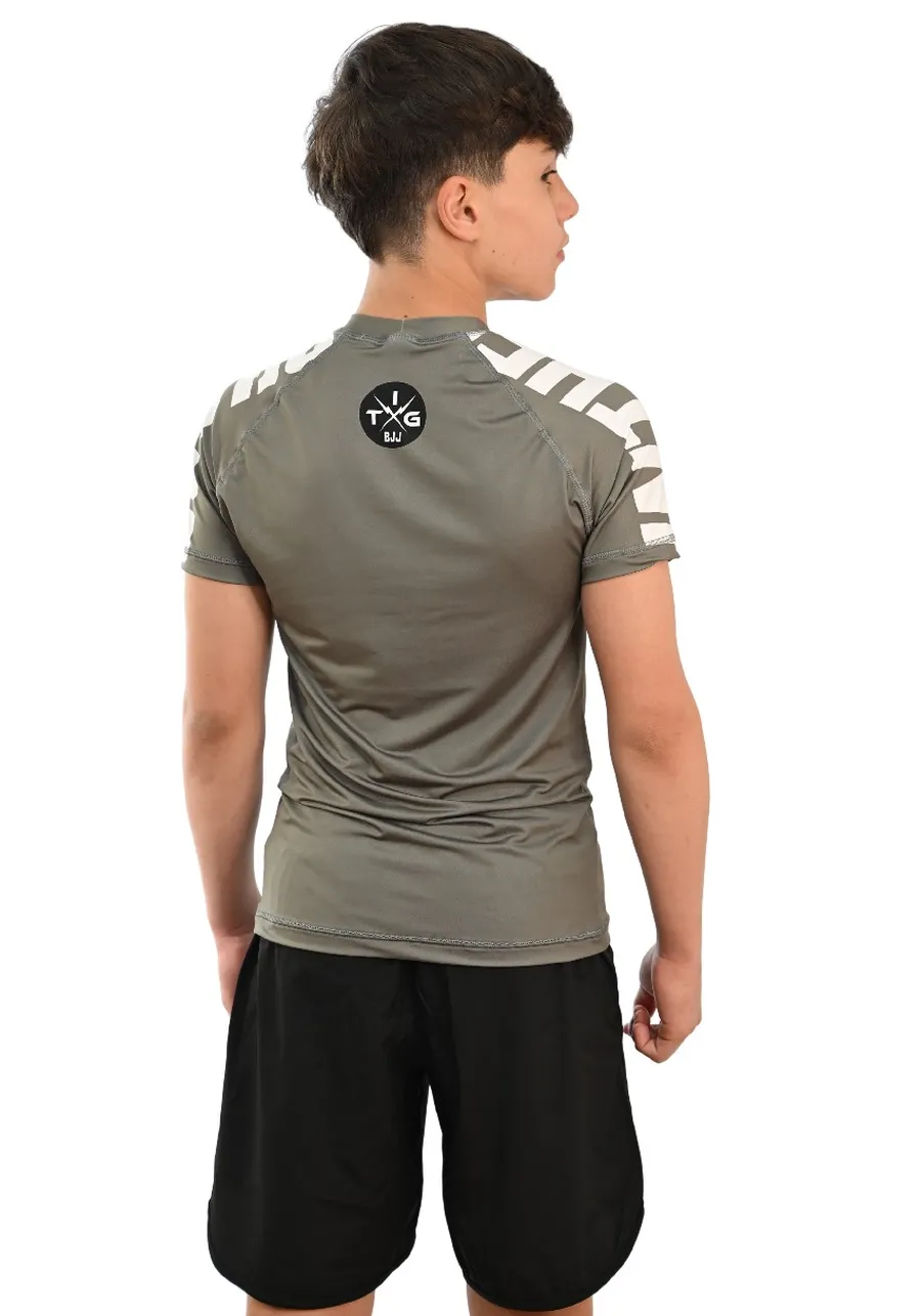 Rash Guard Infantil Cores Faixas Cinza