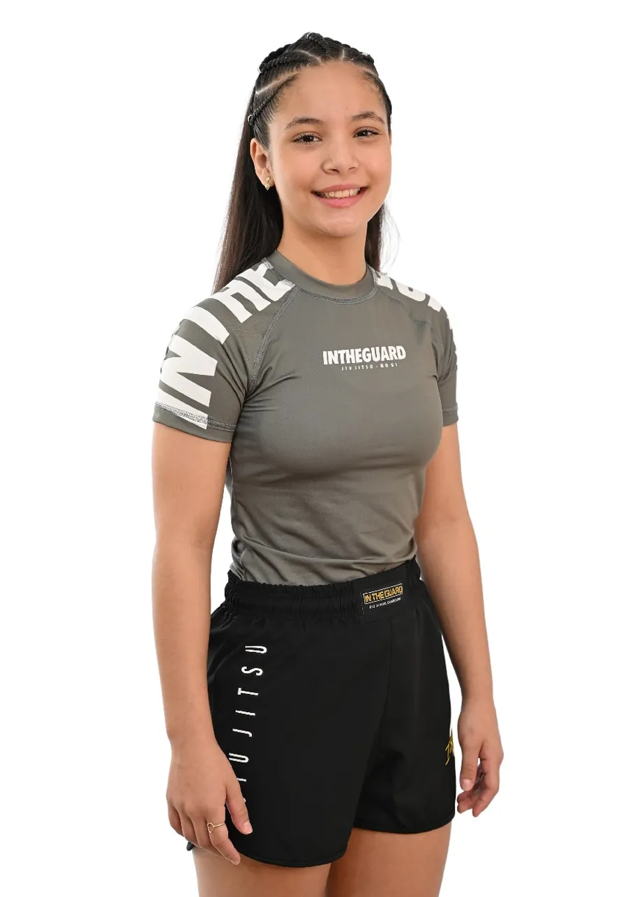 Rash Guard Infantil Cores Faixas Cinza