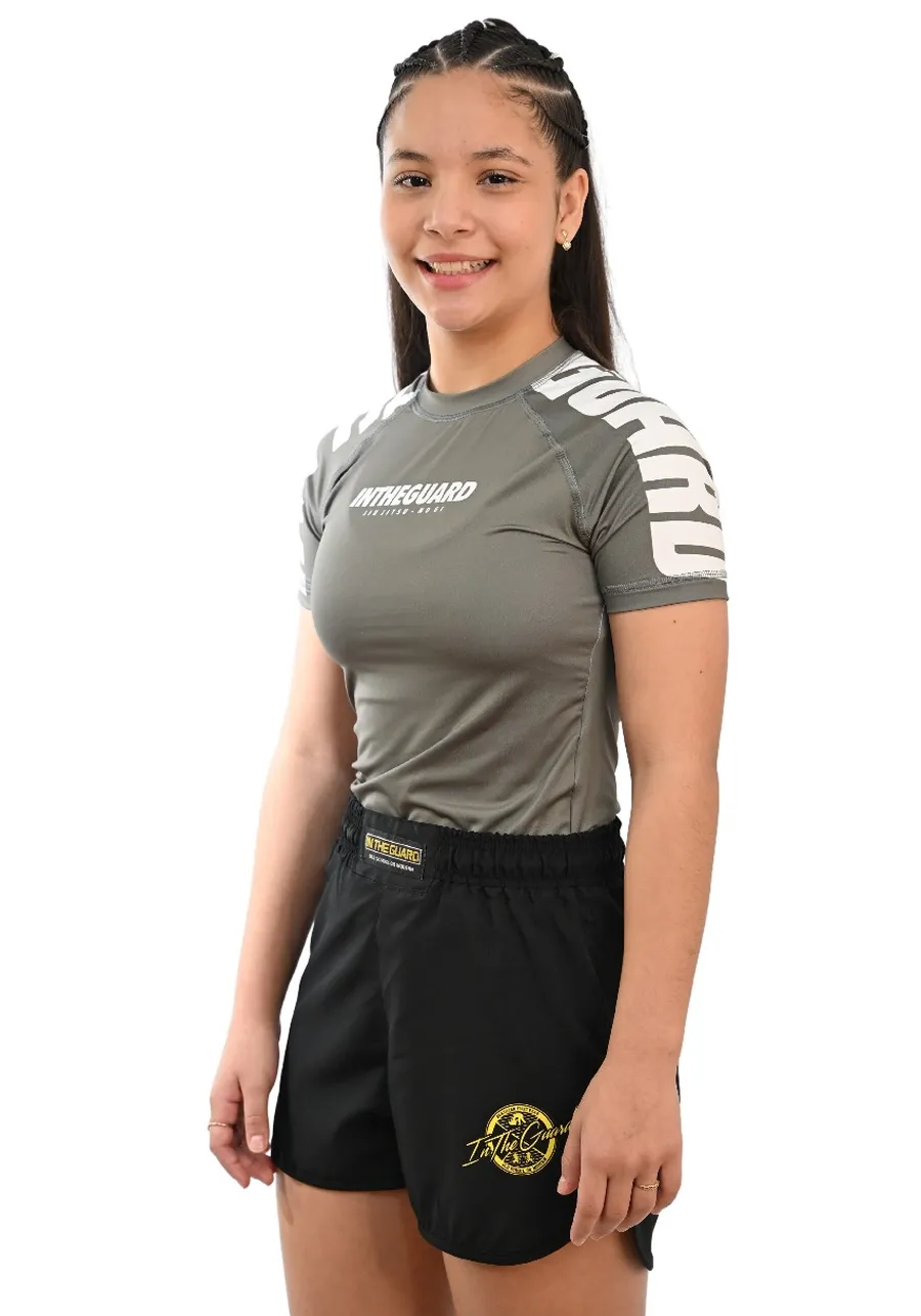 Rash Guard Infantil Cores Faixas Cinza