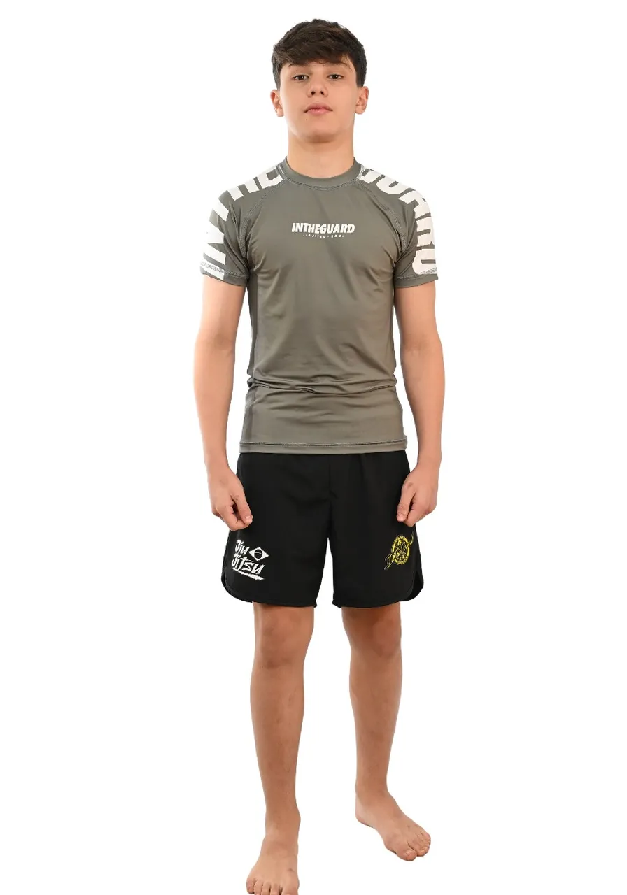 Rash Guard Infantil Cores Faixas Cinza