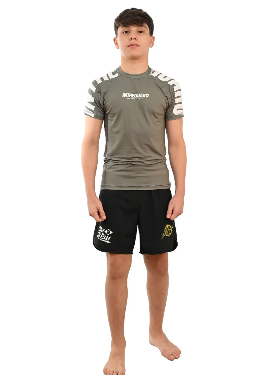 Rash Guard Infantil Cores Faixas Cinza
