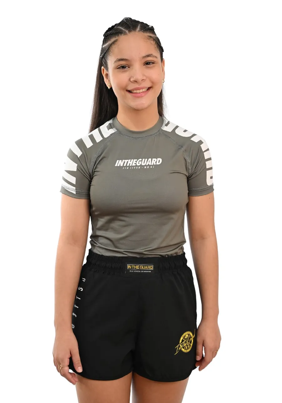 Rash Guard Infantil Cores Faixas Cinza