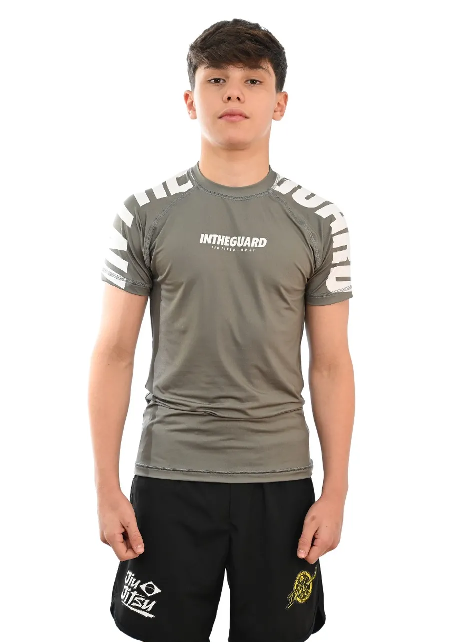 Rash Guard Infantil Cores Faixas Cinza