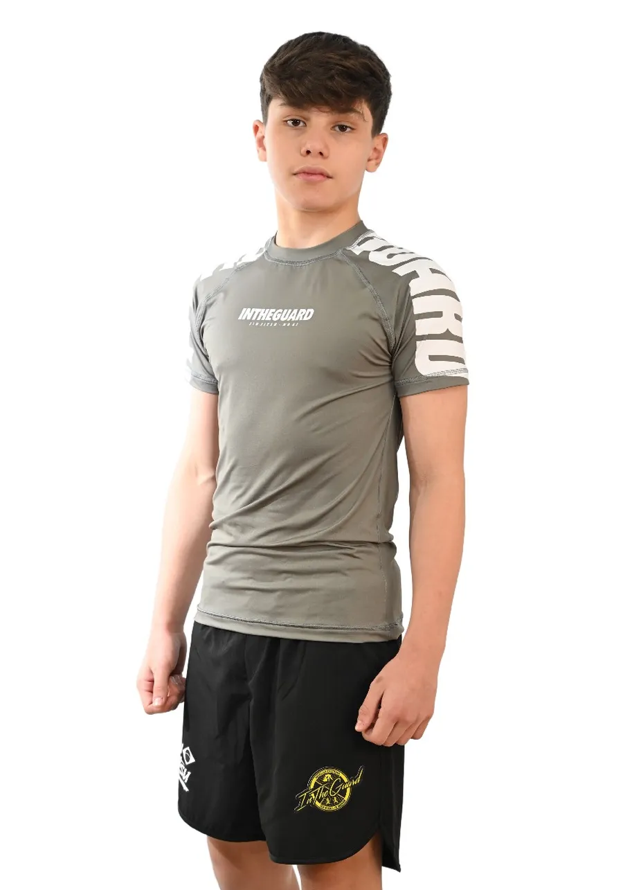 Rash Guard Infantil Cores Faixas Cinza