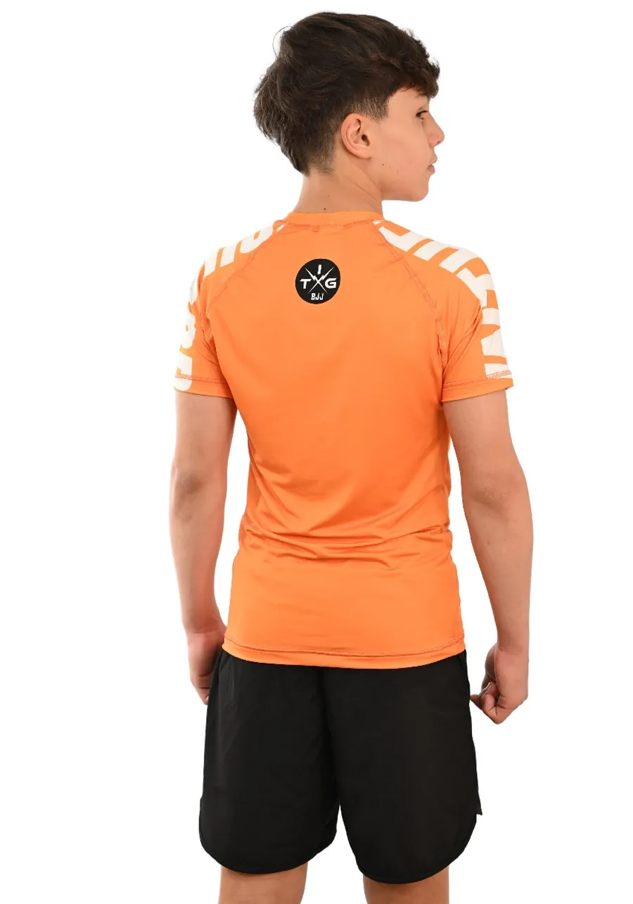 Rash Guard Infantil Cores Faixas Laranja