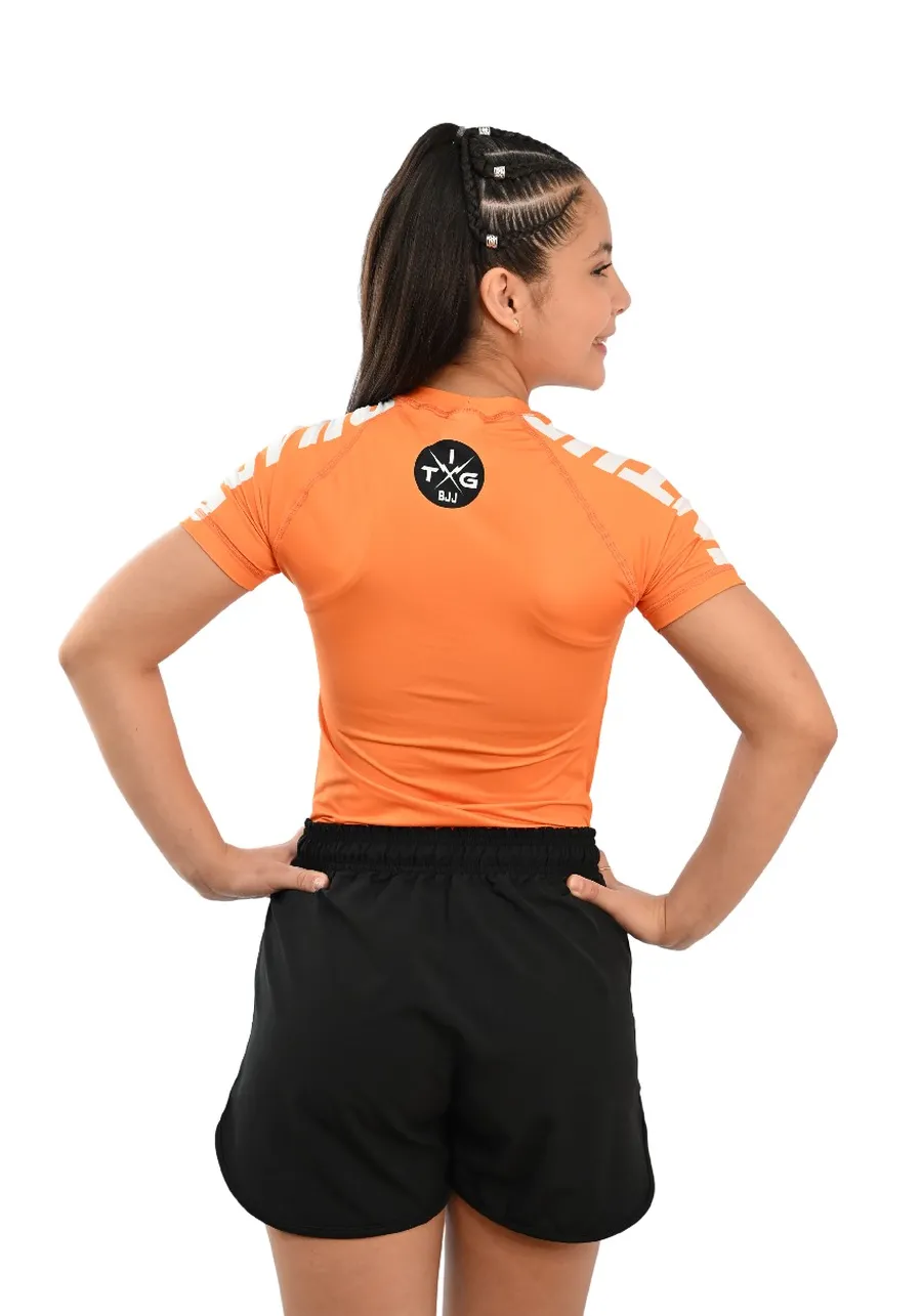 Rash Guard Infantil Cores Faixas Laranja
