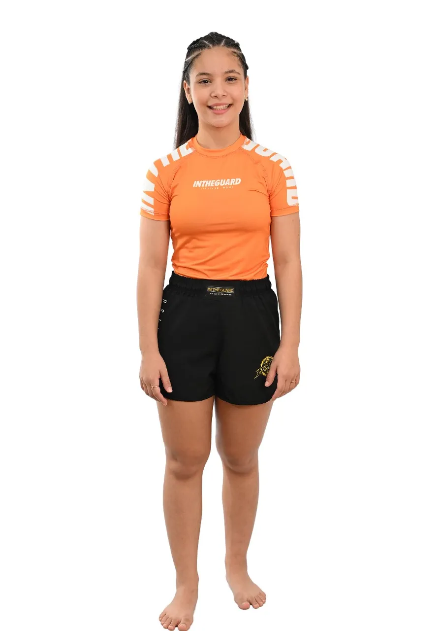 Rash Guard Infantil Cores Faixas Laranja