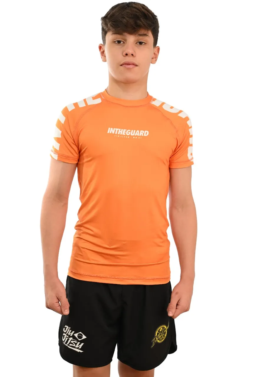 Rash Guard Infantil Cores Faixas Laranja