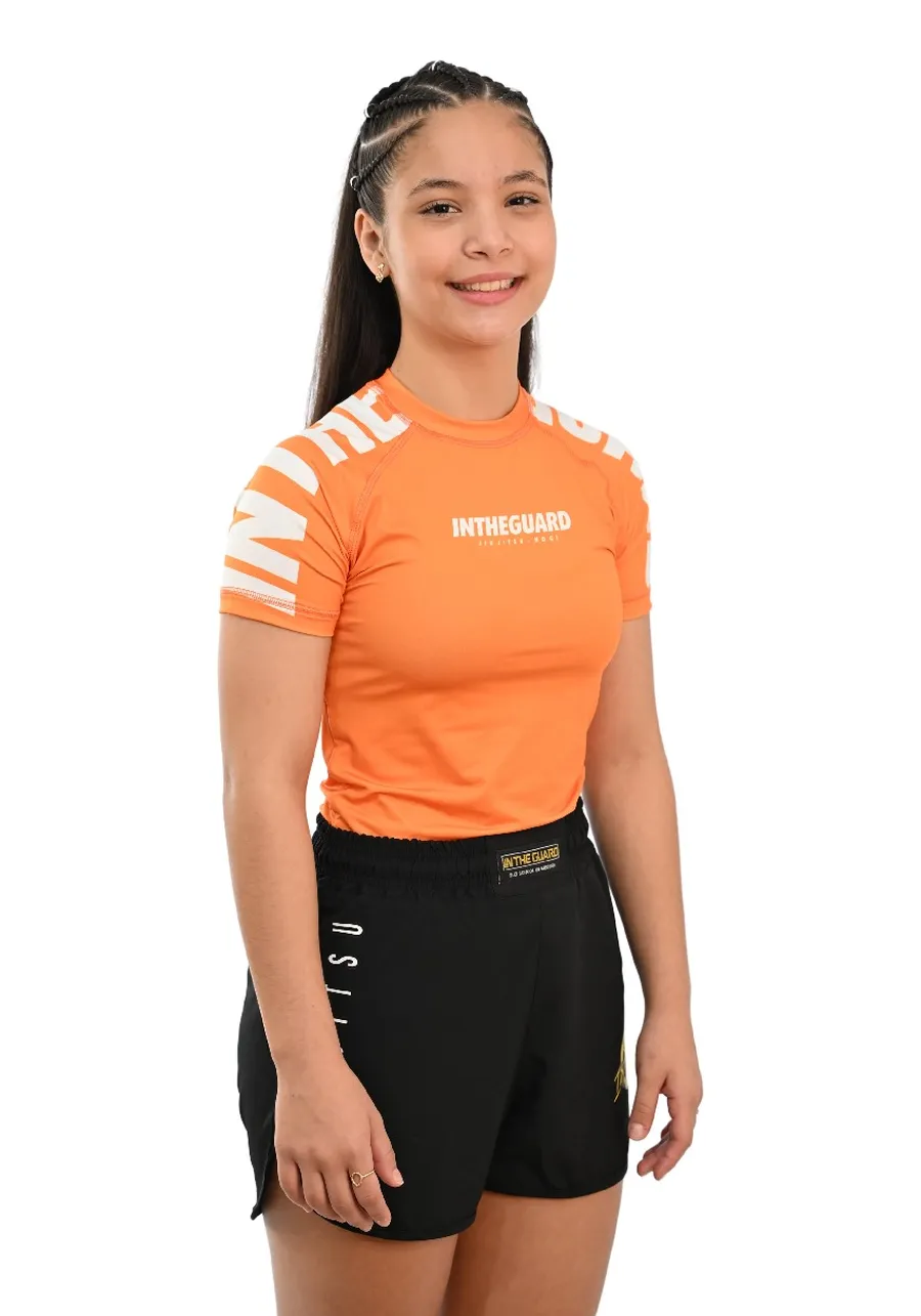 Rash Guard Infantil Cores Faixas Laranja