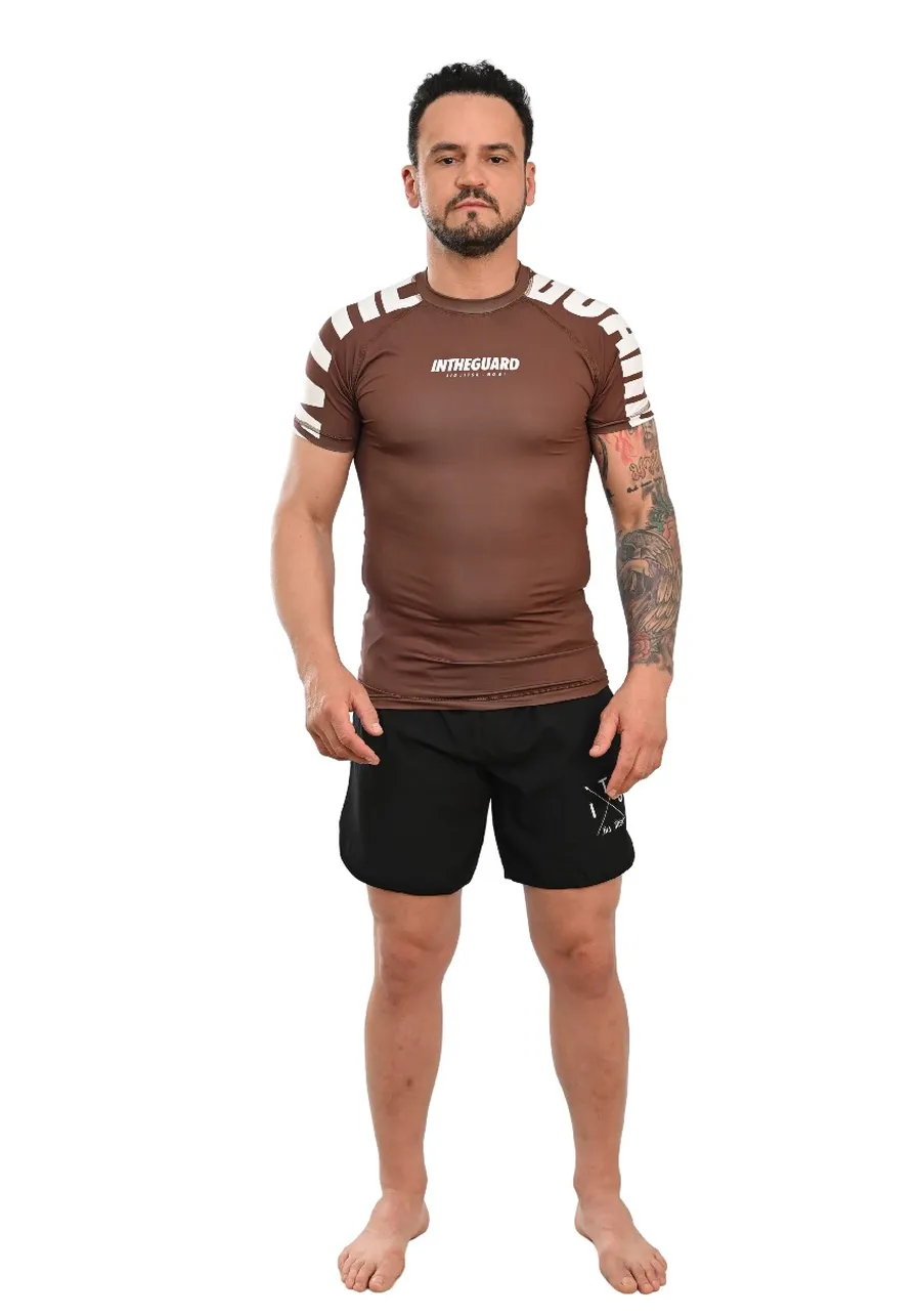 Rash Guard Masculina Cores Faixas Marrom